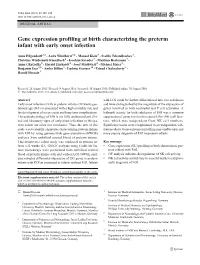 Gene Expression Profiling at Birth Characterizing the Preterm Infant with Early Onset Infection