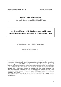 Intellectual Property Rights Protection and Export Diversification: the Application of Utility Model Laws