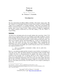 Notes on Psalms 2015 Edition Dr