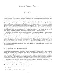 Overview of Measure Theory