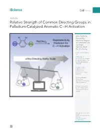 Relative Strength of Common Directing Groups in Palladium-Catalyzed Aromatic C-H Activation