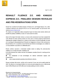 Renault Fluence Z.E. and Kangoo Express Z.E.: Finalized Designs Revealed and Pre-Reservations Open