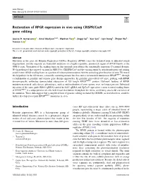 Restoration of RPGR Expression in Vivo Using CRISPR/Cas9 Gene Editing