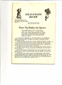 STRAT-O-MATIC REVIEW Rams Nip Raiders in Opener