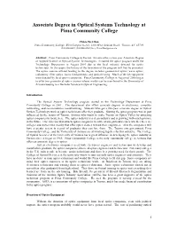 Associate Degree in Optical Systems Technology at Pima Community College