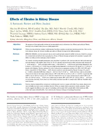Effects of Fibrates in Kidney Disease a Systematic Review and Meta-Analysis