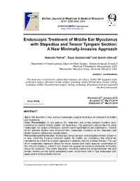 Endoscopic Treatment of Middle Ear Myoclonus with Stapedius and Tensor Tympani Section: a New Minimally-Invasive Approach