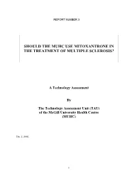 Mitoxantrone in Multiple Sclerosis: 1- MEDLINE and 2- Cochrane Library