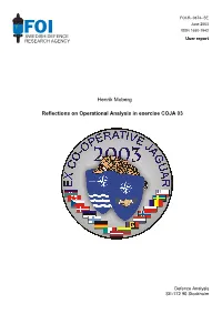 Reflections on Operational Analysis in Exercise COJA