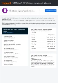 WEST COAST EXPRESS Train Time Schedule & Line Route