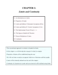 CHAPTER 2: Limits and Continuity