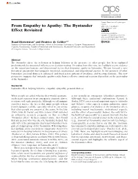 From Empathy to Apathy: the Bystander Effect Revisited