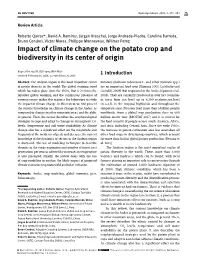 Impact of Climate Change on the Potato Crop and Biodiversity in Its Center of Origin