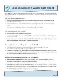 Lead in Drinking Water Fact Sheet