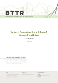 Smart Green Growth the Solution? Lessons from History
