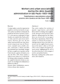 Workers and Urban Associations During the Jânio Quadros