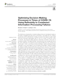 Optimizing Decision-Making Processes in Times of COVID-19: Using Reﬂexivity to Counteract Information-Processing Failures