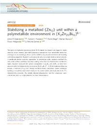 {Zn12} Unit Within a Polymetallide Environment in [K2zn20bi16]