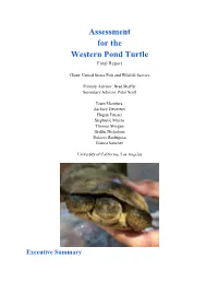 Assessment for the Western Pond Turtle Final Report