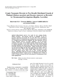 Cryptic Taxonomic Diversity in Two Broadly Distributed Lizards Of