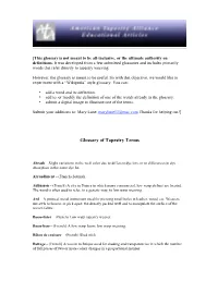 Glossary of Tapestry Terms