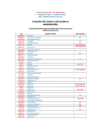 Productlist API Based on CAS Number in Numerical Order