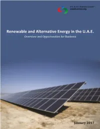 Renewable and Alternative Energy in the U.A.E. Overview and Opportunities for Business