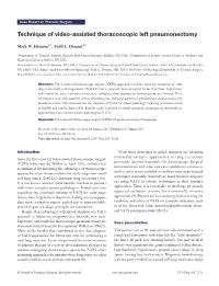 Technique of Video-Assisted Thoracoscopic Left Pneumonectomy