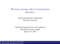 The Basic Dynamic Effect of Interrogative Utterances