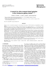 A Search for Ultra-Compact Dwarf Galaxies in the Centaurus Galaxy Cluster�,