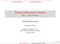 Database Management Systems SQL – Basic Features