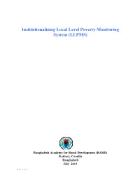 Institutionalizing Local Level Poverty Monitoring System (LLPMS)