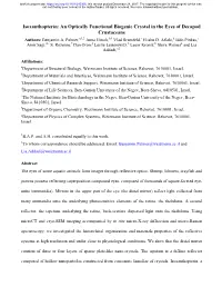 Isoxanthopterin: an Optically Functional Biogenic Crystal in the Eyes of Decapod Crustaceans Authors: Benjamin A