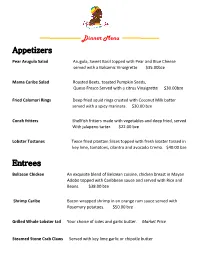 Appetizers Entrees