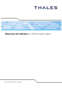 Electronic Toll Collection for Efficient Traffic Control