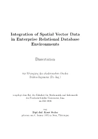 Integration of Spatial Vector Data in Enterprise Relational Database Environments