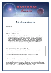 Meta-Ethics: an Introduction