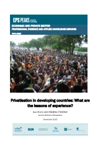 Privatisation in Developing Countries: What Are the Lessons of Experience?