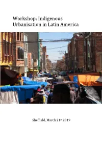 Workshop Indigenous Urbanisation