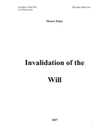 Invalidation of the Will