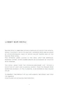 Lobby Bar Menu