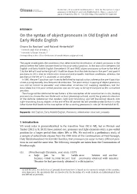 On the Syntax of Object Pronouns in Old English and Early Middle English