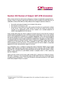 Section 355 Review of Output: Q97.2FM (Coleraine)