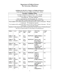 Syllabus for M.A. in Political Science