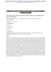 Validity of the Lumen® Hand-Held Metabolic Device to Measure Fuel Utilization in Healthy Young Adults