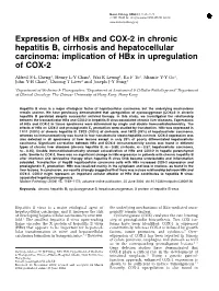 Expression of Hbx and COX-2 in Chronic Hepatitis B, Cirrhosis and Hepatocellular Carcinoma: Implication of Hbx in Upregulation of COX-2