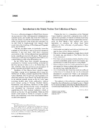 Introduction to the Trinity Nuclear Test Collection of Papers