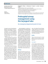 Prehospital Airway Management Using the Laryngeal Tube an Emergency Department Point of View