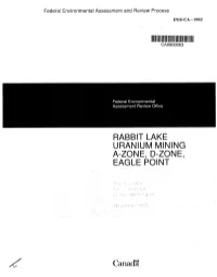Rabbit Lake Uranium Mining A-Zone, D-Zone, Eagle Point