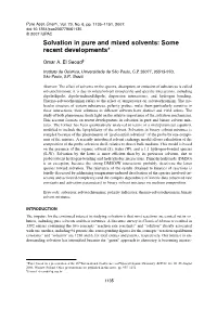 Solvation in Pure and Mixed Solvents: Some Recent Developments*
